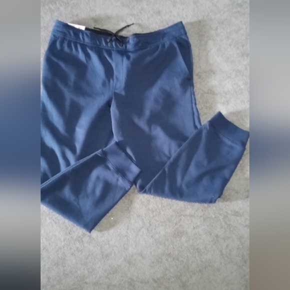 Navy Blue Sweatpants with Relaxed Fit and Tapered Legs - Picture 1 of 4